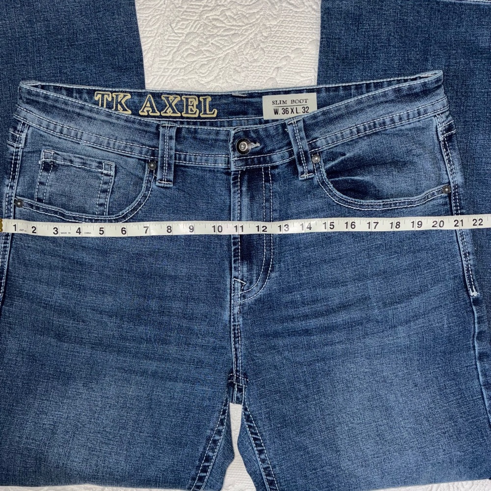 NWOT Men's TK Axel Nantckt Slim Bootcut Denim Jeans Size 36x32 - Picture 16 of 16